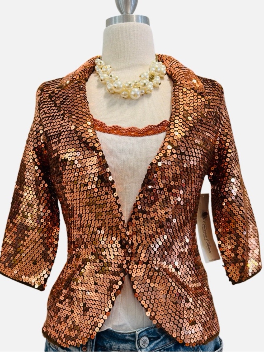 NWT-Copper Sequin Blazer Jacket - Women's Evening Coat